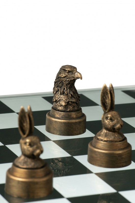 J-Line J Line echiquiers en bois Jolipa Jeu D Echecs Animaux Poly Mix.