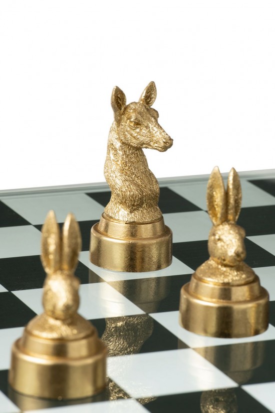 J-Line J Line echiquiers en bois Jeu D Echecs Animaux Poly Mix.