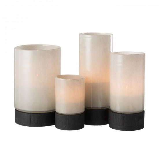 Jolipa Photophore Vase Ray Verre Bois De Saule Gris Noir Extra Large.