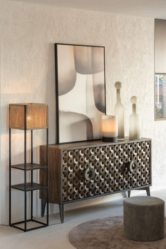 Jolipa Vase Bouteille Bouchon Uni Verre Gris Large.