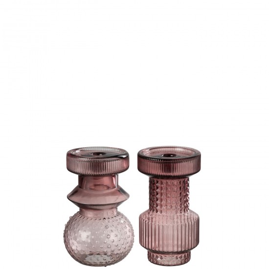 J Line Chandelier Geometrique Verre Rose JLine 48053 by Jolipa 48053 Assortiment de 2 pcs.