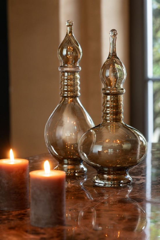 Jolipa Vase Bouchon Deco Fiole Joey Verre Beige Small.