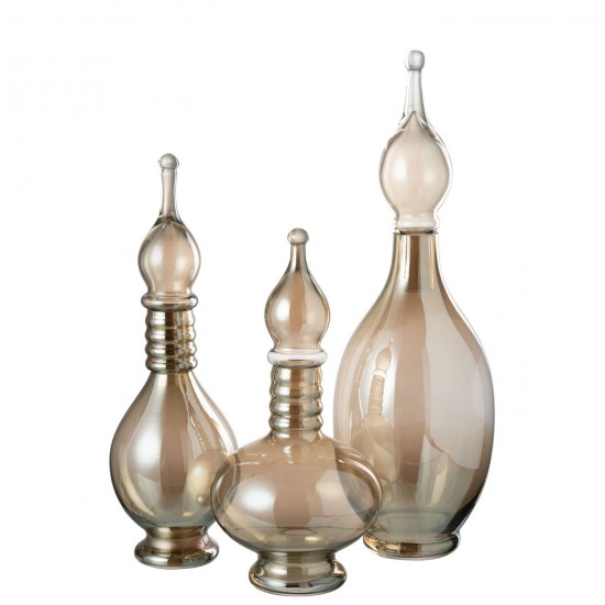 J-Line J Line bouteilles Jolipa Vase Bouchon Deco Fiole Jo Verre Beige Large.