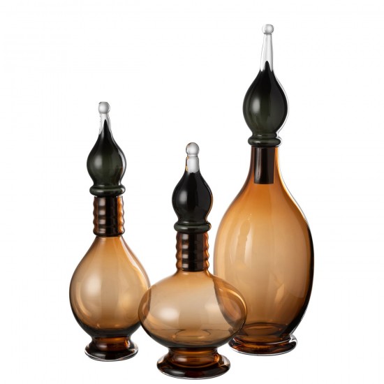 J-Line J Line bouteilles Jolipa Vase Bouchon Deco Fiole Jo Verre Marron Large.