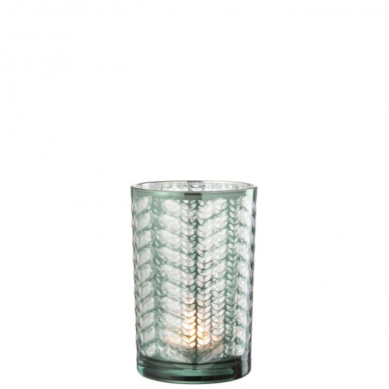 J Line Photophore Chevrons Verre Vert Argent Large JLine 48130 by Jolipa 48130.