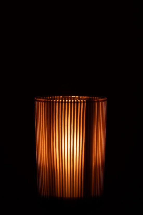 J-Line J Line photophores Jolipa Photophore Lignes Verre Mat Marron Blanc Large.