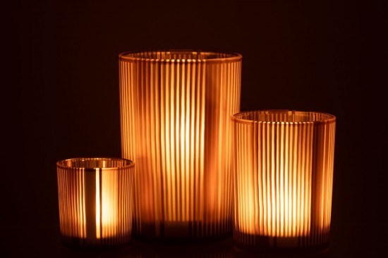 J-Line J Line photophores Photophore Lignes Verre Mat Marron Blanc Large.