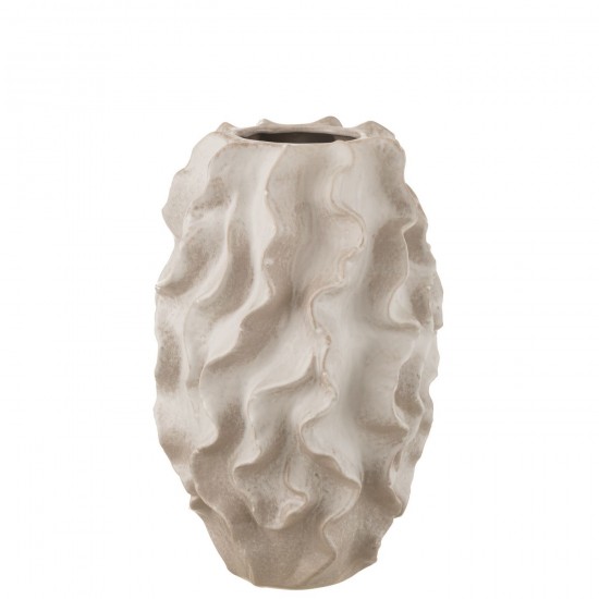 J Line Vase Abstrait Vagues Argile Beige Large JLine 48314 by Jolipa 48314.