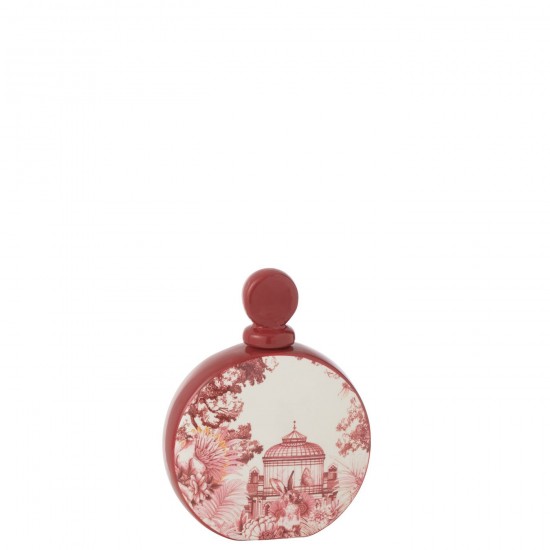 J Line Pot Flasque Moriko Porcelaine Rouge Blanc JLine 48440 by Jolipa 48440.