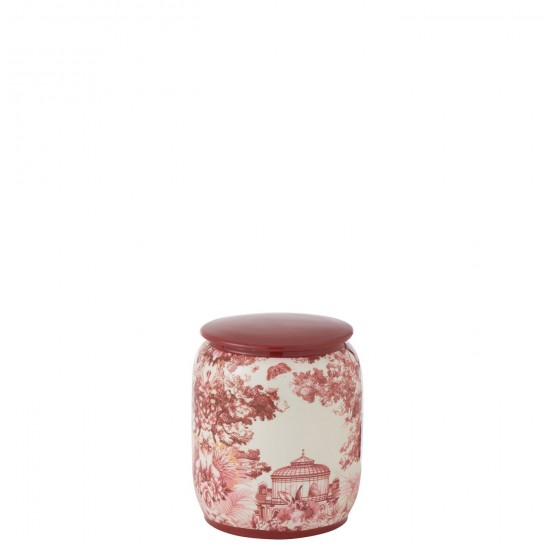 J Line Pot Moriko Rond Porcelaine Rouge Blanc Small JLine 48441 by Jolipa 48441.