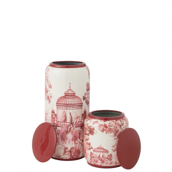 Jolipa Pot Moriko Rond Porcelaine Rouge Blanc Large.