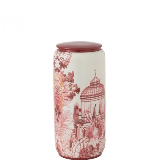 J Line Pot Moriko Rond Porcelaine Rouge Blanc Large JLine 48442 by Jolipa 48442.