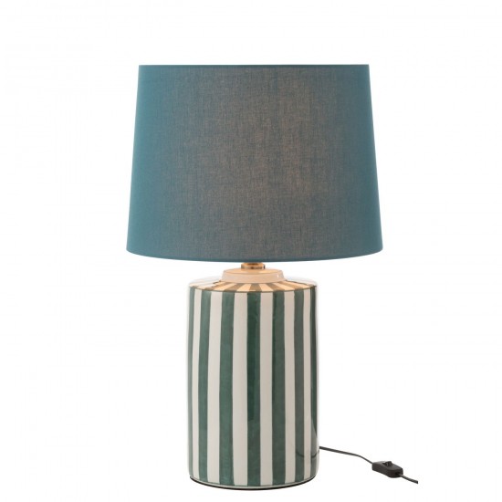 J Line Lampe Abat Jour Listra Lignes Porcelaine Vert Blanc JLine 48449 by Jolipa 48449.