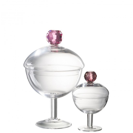J-Line J Line pots a de provision Jolipa Pot A Provision Diamond Cristal Verre Transparent Rose Large.