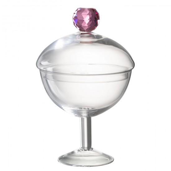J Line Pot A Provision Diamond Cristal Verre Transparent Rose Large JLine 48468 by Jolipa 48468.