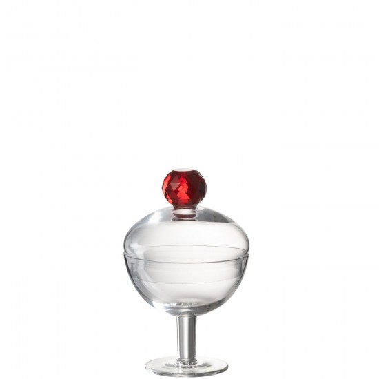 J Line Pot A Provision Diamond Cristal Verre Transparent Rouge Small JLine 48471 by Jolipa 48471.