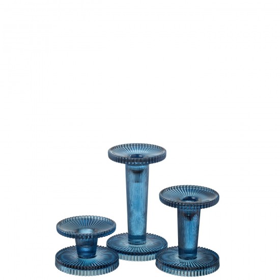 J-Line J Line chandeliers candélabres Jolipa Set De 3 Chandeliers Nelly Verre Bleu.