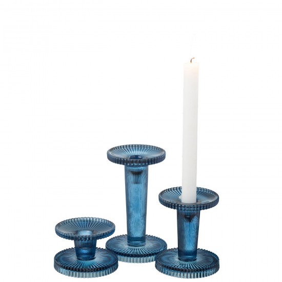 Jolipa Set De 3 Chandeliers Nelly Verre Bleu.