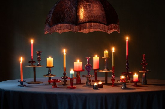 J-Line J Line chandeliers candélabres Set De 3 Chandeliers Nelly Verre Rouge Cerise.