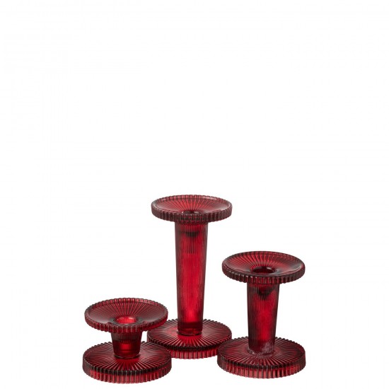 J-Line J Line chandeliers candélabres Jolipa Set De 3 Chandeliers Nelly Verre Rouge Cerise.