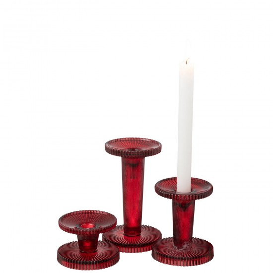 Jolipa Set De 3 Chandeliers Nelly Verre Rouge Cerise.