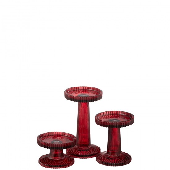 J Line Set De 3 Chandeliers Nelly Verre Rouge Cerise JLine 48521 by Jolipa 48521.