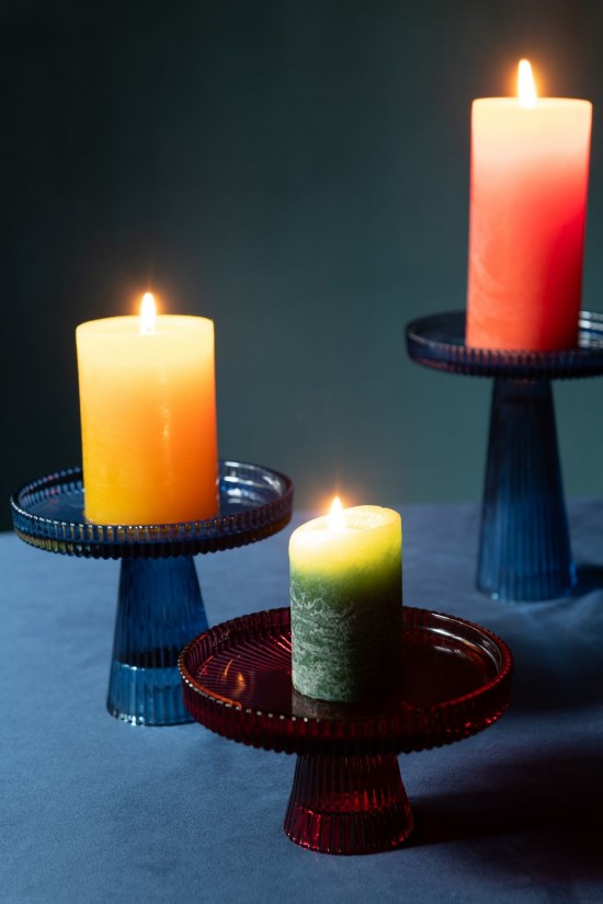 J-Line J Line plateaux plats a tartes Set De 3 Plat A Gateaux Nelly Verre Rouge Cerise.