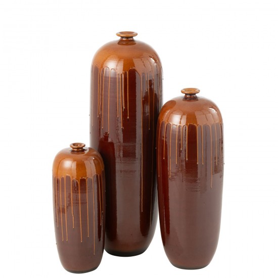 J-Line J Line cachepots de fleur Jolipa Cachepot Lee Terra Brillant Marron Orange.