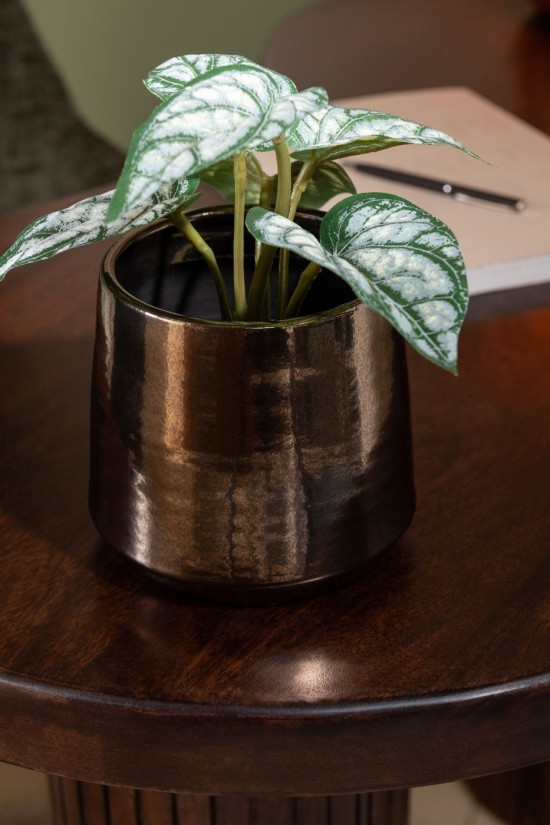 Jolipa Cachepot Rond Terra Brillant Or Medium.