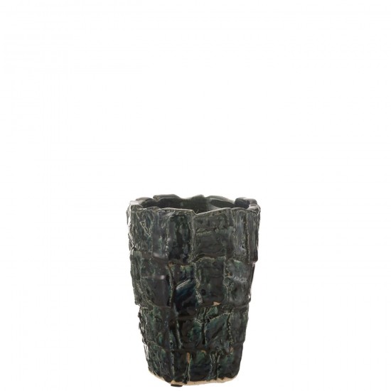 J Line Vase Aoki Ceramique Vert Petrol Small JLine 48575 by Jolipa 48575.