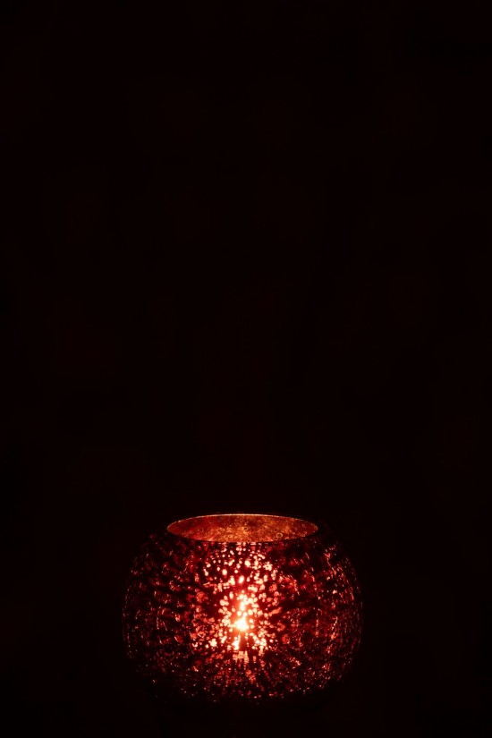 J-Line J Line photophores Jolipa Photophore Boule Craquelée Verre Rose Small.