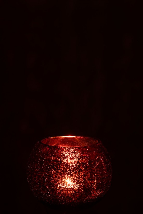 J-Line J Line photophores Jolipa Photophore Boule Craquelée Verre Rose Medium.