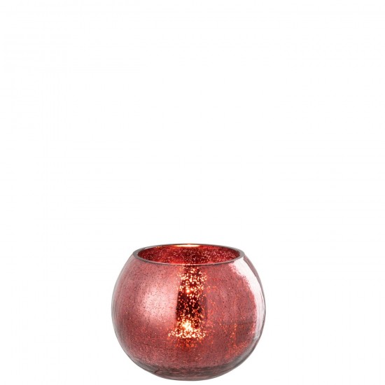 J Line Photophore Boule Craquelée Verre Rose Medium JLine 48594 by Jolipa 48594.