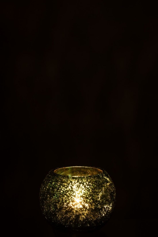 J-Line J Line photophores Jolipa Photophore Boule Craquelée Verre Vert D Eau Small.