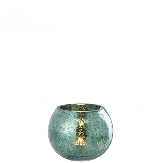 J Line Photophore Boule Craquelée Verre Vert D'Eau Medium JLine 48604 by Jolipa 48604.