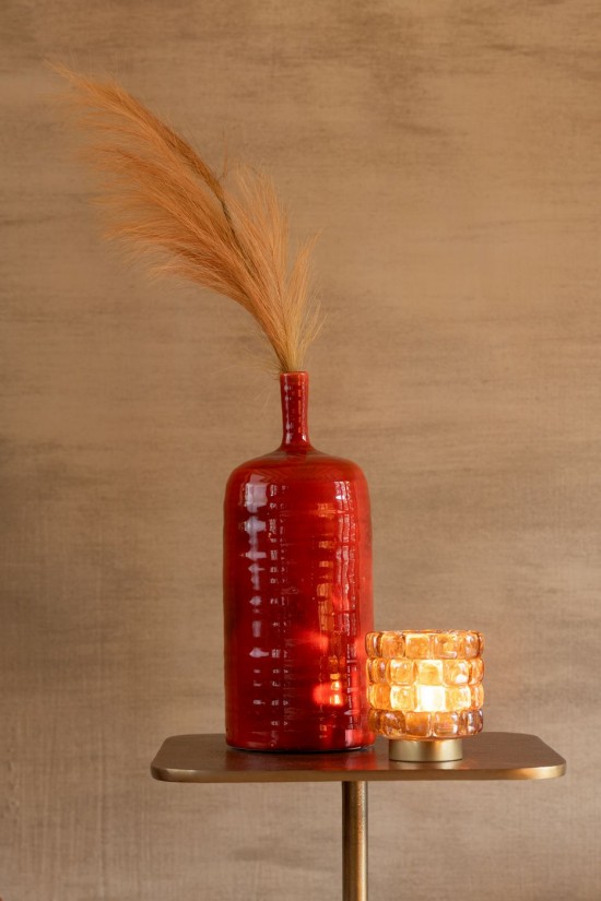 Jolipa Photophore Carre Mosaique Verre Gognac Small.