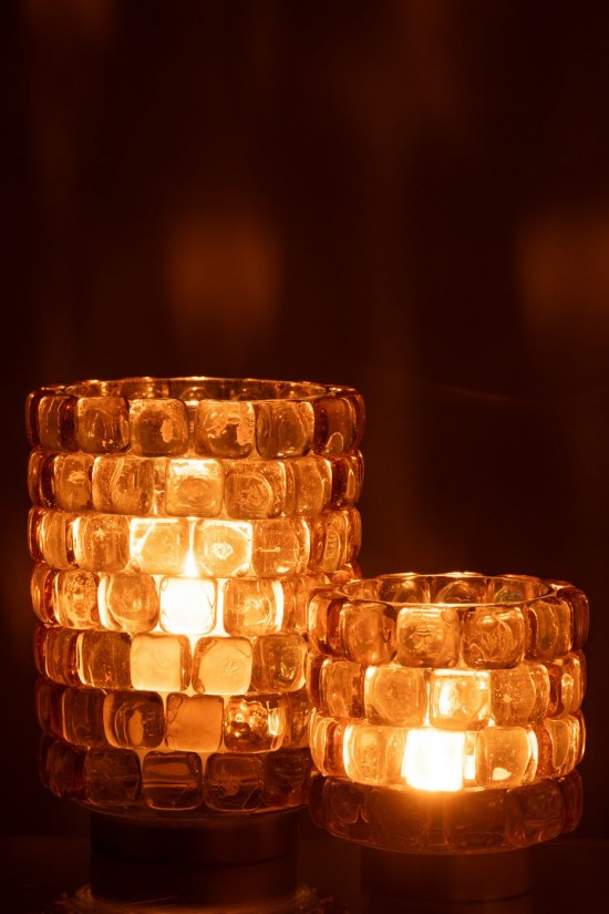 J-Line J Line photophores Photophore Carre Mosaique Verre Gognac Large.