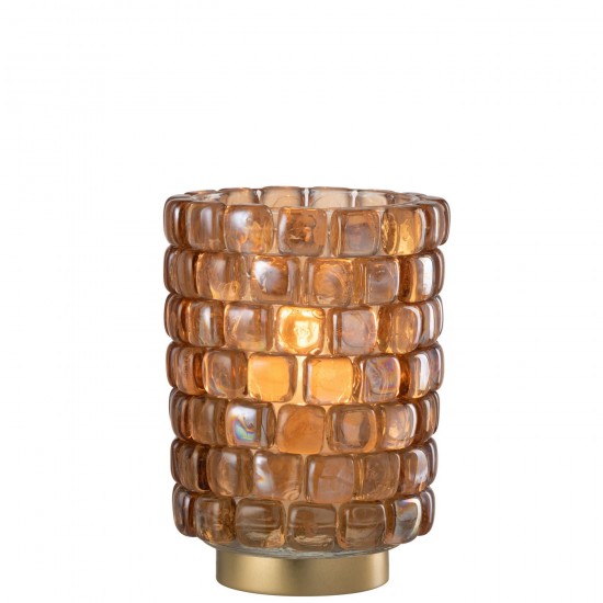 J Line Photophore Carre Mosaique Verre Gognac Large JLine 48681 by Jolipa 48681.