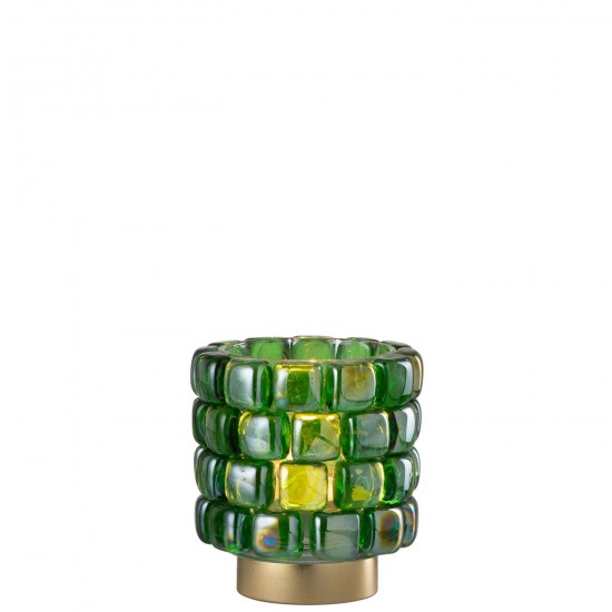 J Line Photophore Carre Mosaique Verre Vert Small JLine 48682 by Jolipa 48682.