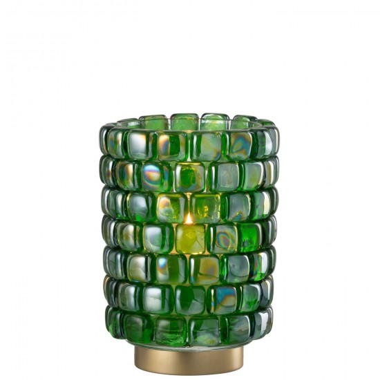 J Line Photophore Carre Mosaique Verre Vert Large JLine 48683 by Jolipa 48683.