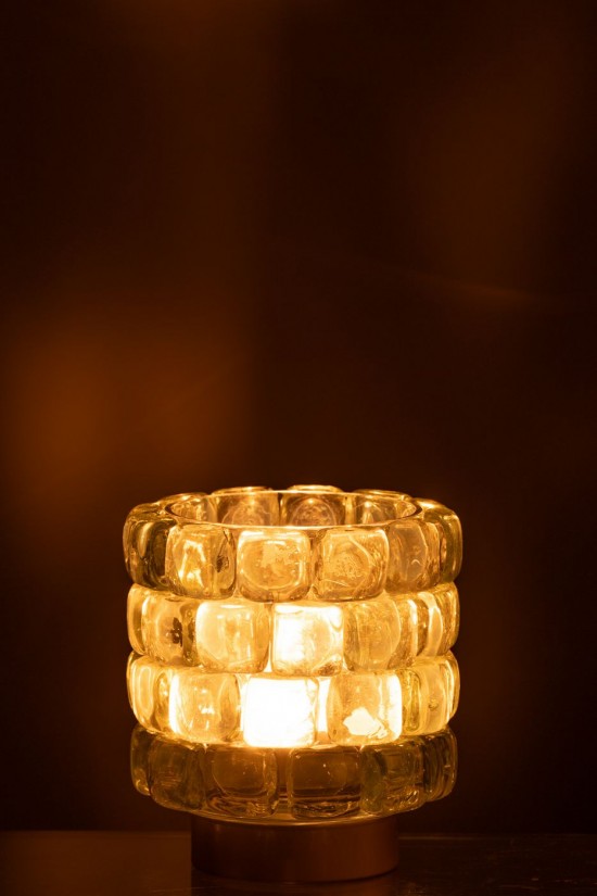 J-Line J Line photophores Jolipa Photophore Carre Mosaique Verre Transparent Small.