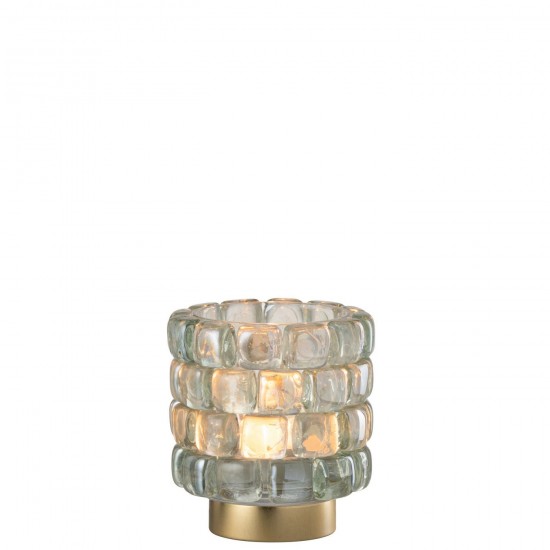 J Line Photophore Carre Mosaique Verre Transparent Small JLine 48684 by Jolipa 48684.