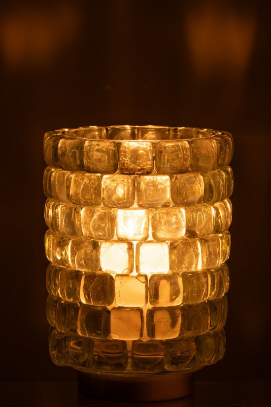 J-Line J Line photophores Jolipa Photophore Carre Mosaique Verre Transparent Large.