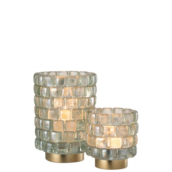 Jolipa Photophore Carre Mosaique Verre Transparent Large.