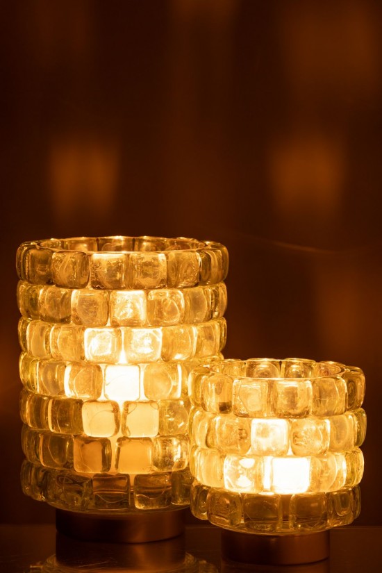 J-Line J Line photophores Photophore Carre Mosaique Verre Transparent Large.