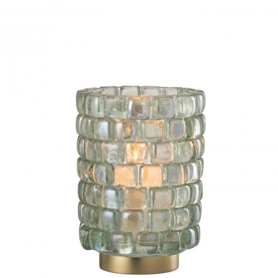 J Line Photophore Carre Mosaique Verre Transparent Large JLine 48685 by Jolipa 48685.