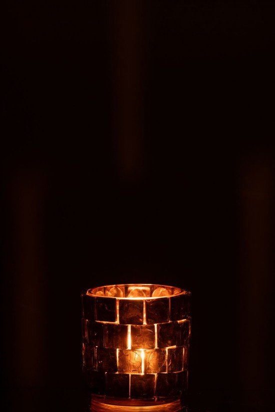 J-Line J Line photophores Jolipa Photophore Carre Mosaique Verre Marron Large.