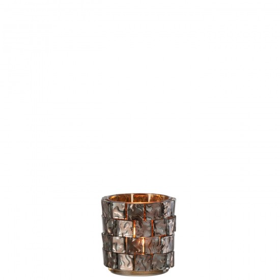 J Line Photophore Carre Mosaique Verre Marron Large JLine 48691 by Jolipa 48691.