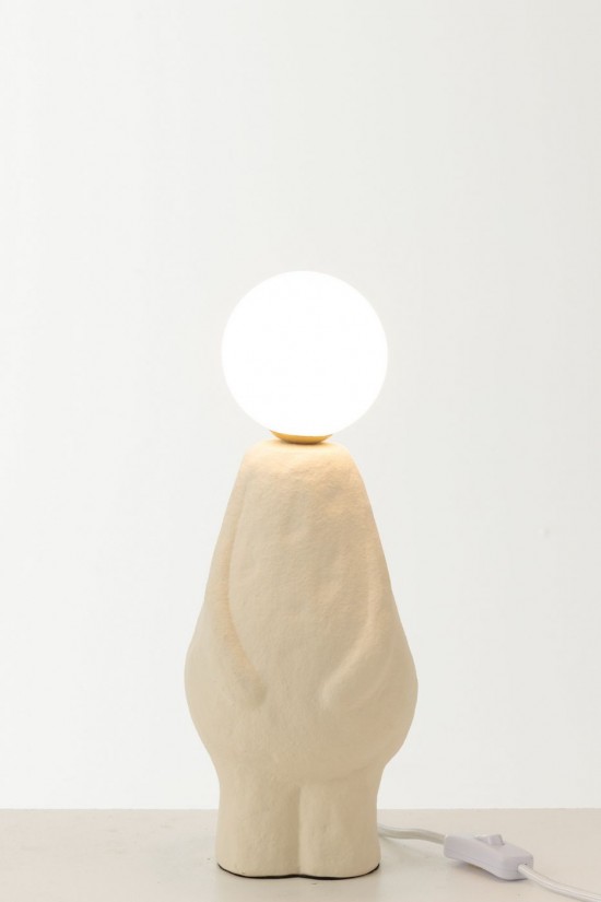 Jolipa Lampe Verre Globe Pierre Beige.