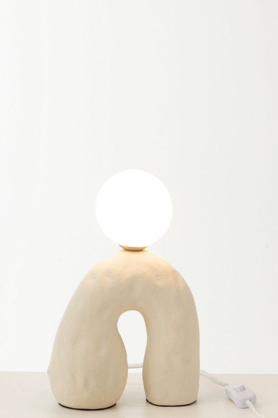 Jolipa Lampe Sur Pied Verre Globe Pierre Beige.